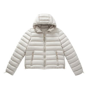 YANGLE_鹅绒服女2025年冬季新款韩版短款连帽排骨羽绒服绗缝外套