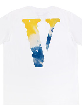 VLONE  蓝黄扎染大V字Logo 短袖T恤FRIENDS-系列情侣款
