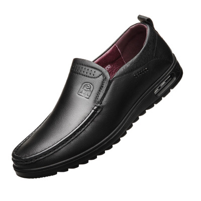 真皮皮鞋男老人头休闲镂空2026春