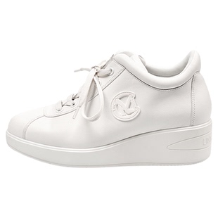 灵梅陈高光鞋厚底女鞋休闲增高鞋子系带小白鞋真皮女士运动鞋皮鞋