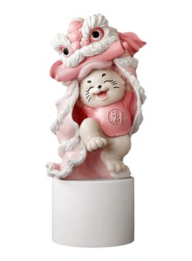 国潮醒狮招财猫大型落地摆件