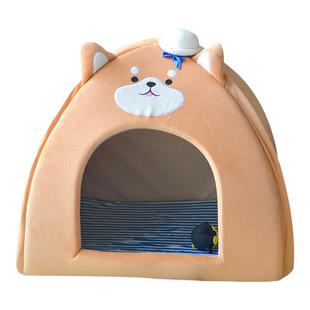 柴犬御用海军风狗窝房子秋冬保暖日本铜锣烧猫窝狗狗睡垫深度睡眠
