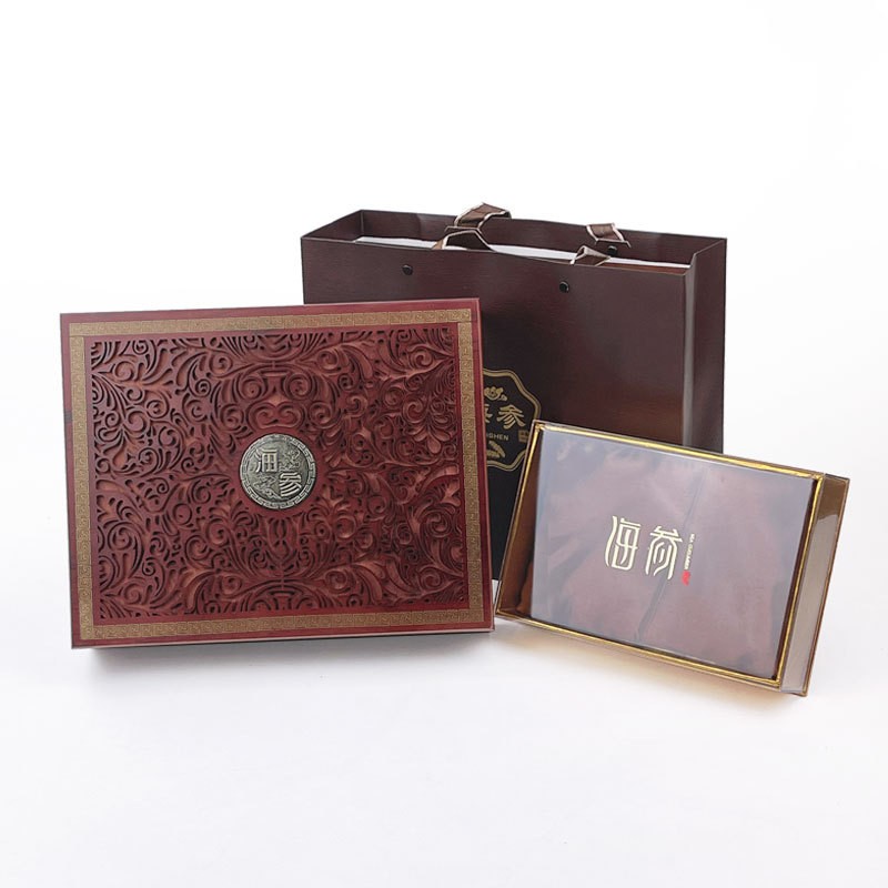 新款海参礼盒包装盒木盒空盒子内手礼品盒一斤盒正方形批发礼装伴