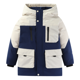 雪中飞童装蓄热儿童羽绒服男童加厚中长款学生中大童工装保暖外套