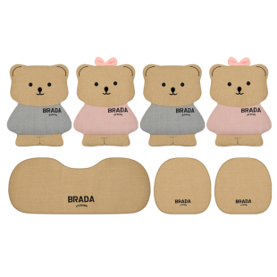 汽车坐垫四季通用亚麻卡通座垫座套半包后排高级可爱女士座椅套