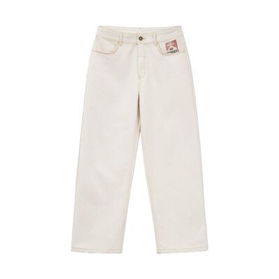 马登工装美式白色印花牛仔裤