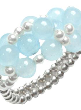 纯银戒指女轻奢高级感珍珠戒指小众设计玉髓原创手工编织定制尾戒