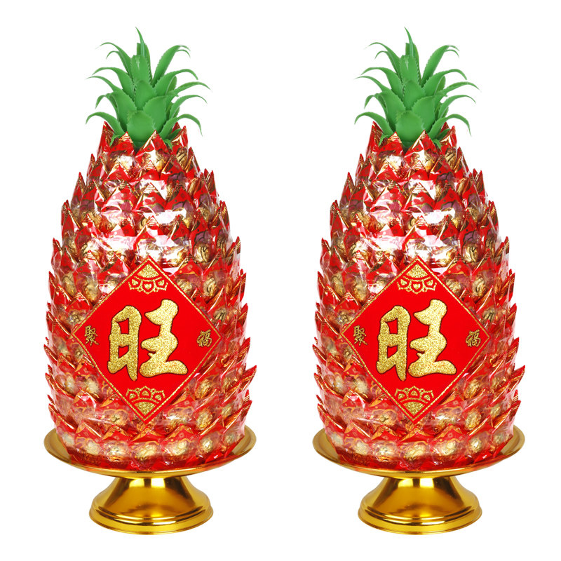 旺来供佛糖塔闽南拜拜寺庙佛堂中秋节潮汕贡品佛前灯菠萝供佛糖塔