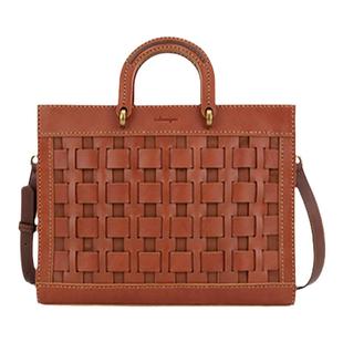 食草堂包包黑标系列新款包包头层牛皮植鞣包包女手提包轻奢编织包