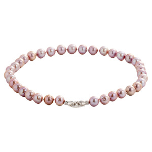 天然淡水珍珠项链女紫葭百合紫色圆巴洛克颈链气质高贵时尚锁骨链