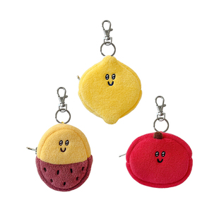 韩国secondmorning可爱毛绒耳机包柠檬形状包挂番薯苹果零钱包ins