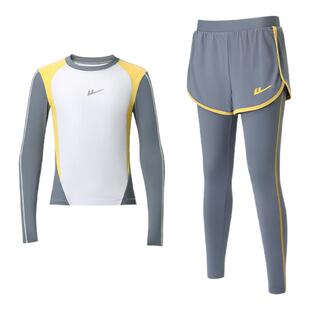 回力儿童紧身衣训练服篮球运动套装女童跑步瑜伽健身服打底速干衣