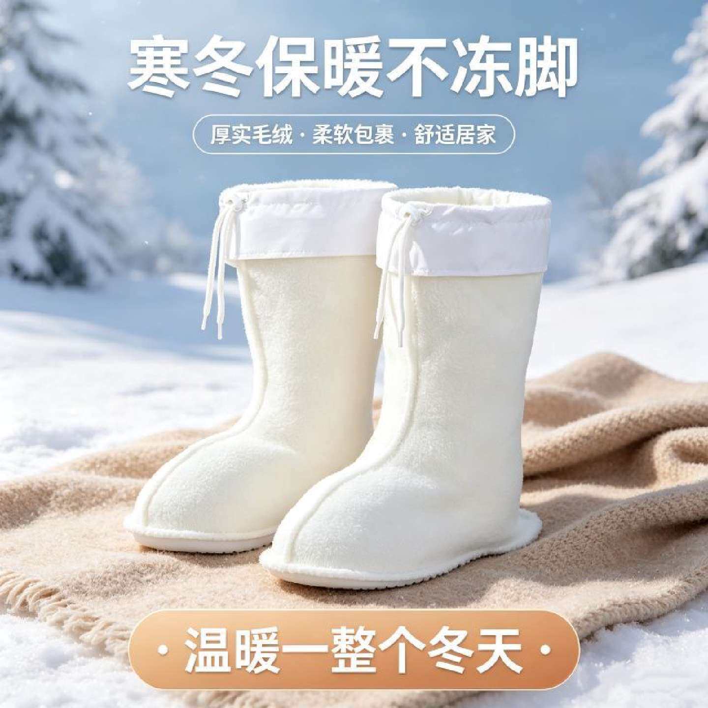 劳保雨靴专用可拆卸棉内胆冬季高筒加棉保暖鞋套可拆洗防冻棉套