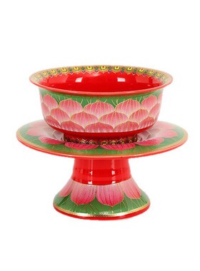 珐琅彩莲花陶瓷供碗中式吉祥斋碗佛前家用室内供佛供水碗佛具用品