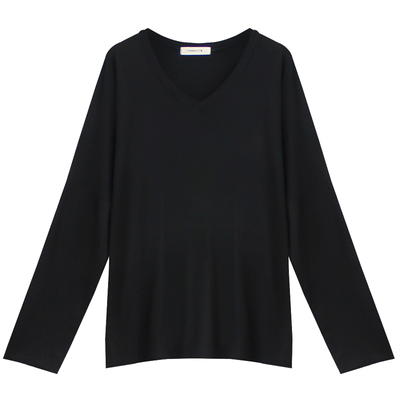 薄款莫代尔女慵懒风长袖纯色