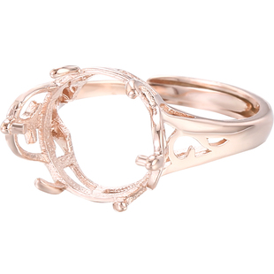 925纯银简约转运珠戒指空托圆珠女戒托diy珍珠蜜蜡珠子戒指空托女