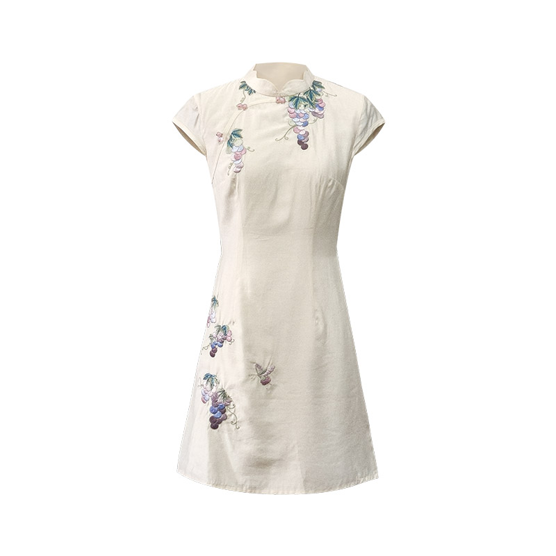 月芝猫【琉璃心】短款旗袍女葡萄汉服连衣裙