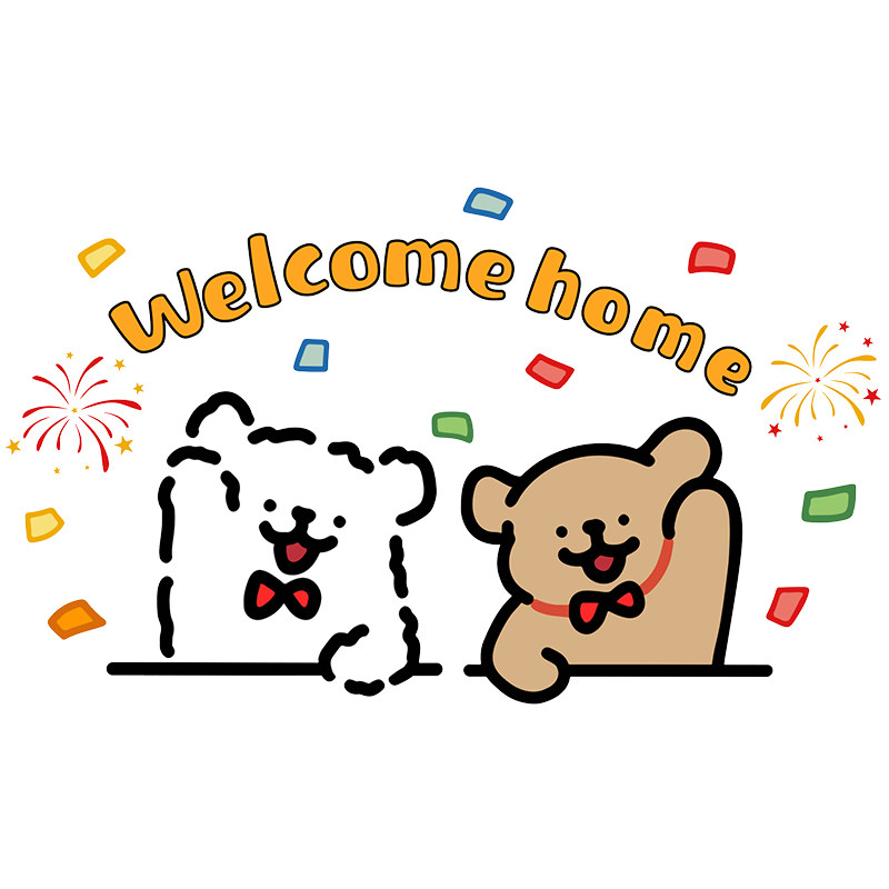 线条小狗一梯一户电梯门透明贴入户门口出入平安布置装饰可爱贴画