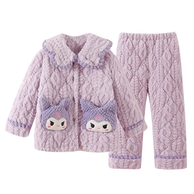 库洛米睡衣女童三层夹棉加绒加厚