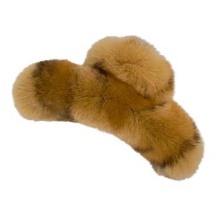 真獭兔毛大号发夹后脑勺气质夹子女网红新款可爱毛绒头饰发抓发饰