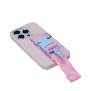 适用苹果17promax手机壳女腕带防摔液态硅胶粉蓝甜美风可定制iPhone16帆布带纯手工支架斜挎挂脖多功能保护套