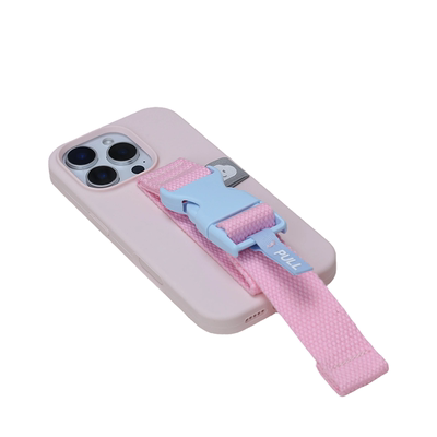 适用苹果17promax手机壳女腕带防摔液态硅胶粉蓝甜美风可定制iPhone16帆布带纯手工支架斜挎挂脖多功能保护套