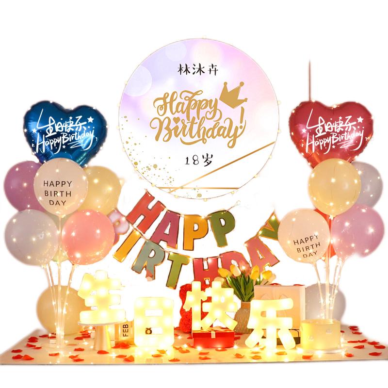 成人生日气球海报男孩女孩周岁