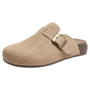 骆驼勃肯鞋女鞋2026春夏新款民族风复古厚底一脚蹬外穿拖鞋单鞋女