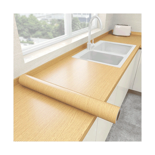 原木色厨房防油贴纸橱柜台面防水自粘墙纸防火耐高温桌面木纹贴纸