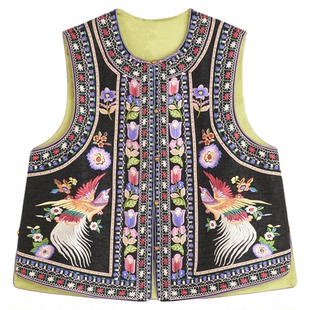 曼加塔【香云纱·双凤来仪】真丝早秋新中式马甲5071536