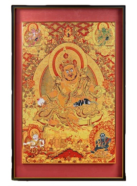 织锦唐卡《五路财神》客厅装饰画