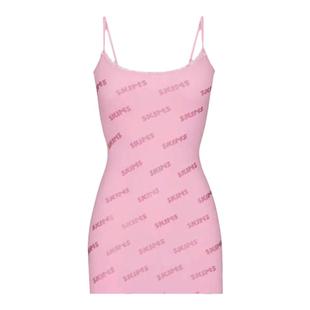 IAMUBABA现货Skims卡戴珊烫钻字母紧身包臀吊带连衣裙辣妹蕾丝裙