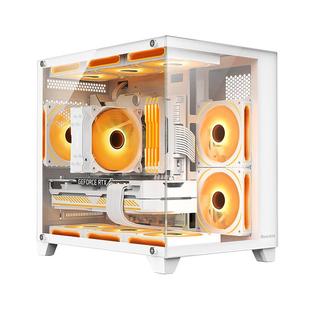 航嘉V320/VS910全景无立柱海景房电脑机箱台式主机m-atx侧透机箱