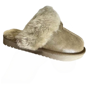 新款千颂伊同款皮毛一体包头拖平底防水加厚星星拖鞋保暖羊毛棉拖