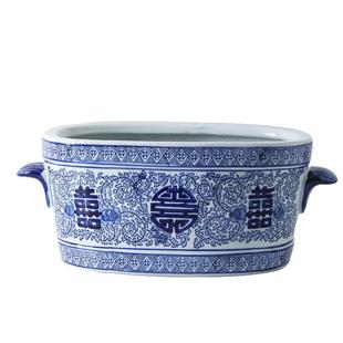 陶瓷花盆双耳喜字花盆青花瓷陶瓷花盆高档落地盆景兰花盆花卉绿植