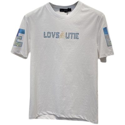 字母印花丝光棉透气短袖t恤男