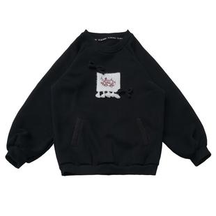 pinksavior【礼物巴士】红黑加绒卫衣格子领拼接不规则半裙套装