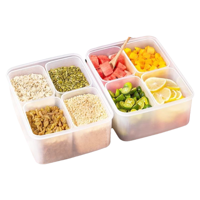 冰粉盒子塑料带盖摆摊配料调料盒子食品透明调味盒商用分格收纳盒