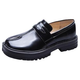 tabi猪蹄乐福鞋女2025猪脚马蹄鞋真皮单鞋百搭小皮鞋男厚底分趾鞋