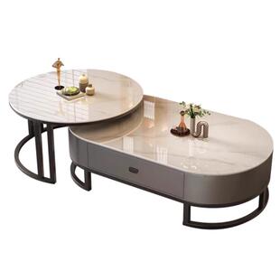 岩板茶几实木客厅家用现代简约茶桌网红小户型茶几轻奢电视柜组合