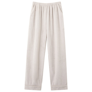 芬腾可安珊瑚绒睡裤男士男款冬季加厚加绒大码杏色家居裤子秋冬天