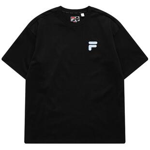 FILA FUSION斐乐潮牌女士t恤夏季新款宽松情侣装女装男士短袖上衣
