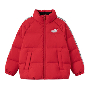 PUMA彪马女童羽绒服冬季新中大儿童红色厚款立领保暖外套时尚潮流