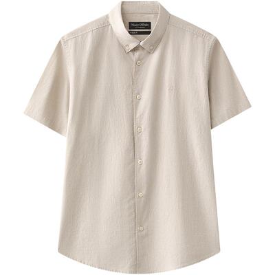 MarcO'Polo棉麻混纺男短袖衬衫