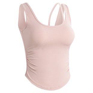 带胸垫瑜伽服背心女大码运动内衣普拉提训练服上衣胖mm健身服套装