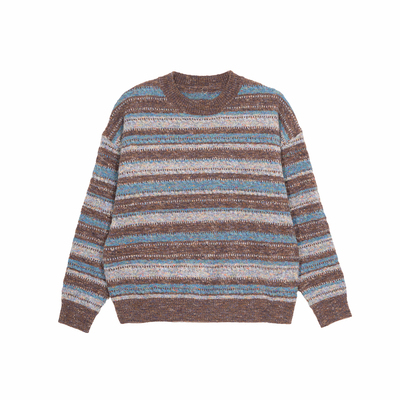 Holocene美式潮牌撞色条纹毛衣男
