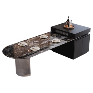 岛台餐桌一体可伸缩家用2026新款璀璨星河天然奢石高级感厨房导台