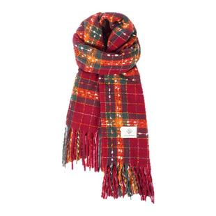 红色围巾女款2025新款冬季韩系氛围感高级感新年蓝色围脖百搭秋冬