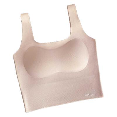 无痕乳胶字母吊带背心女士带胸垫免穿文胸一体式夏季薄款外穿上衣