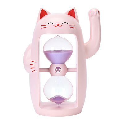 卡通招财猫沙漏计时器礼物摆件